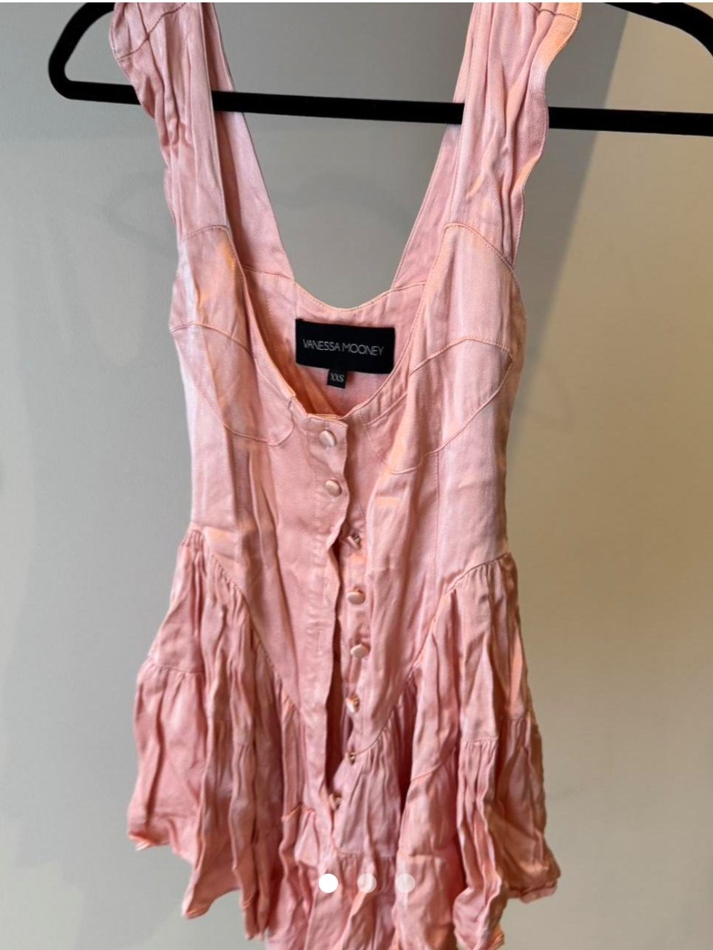 Vanessa Mooney Pink satin Button Romper